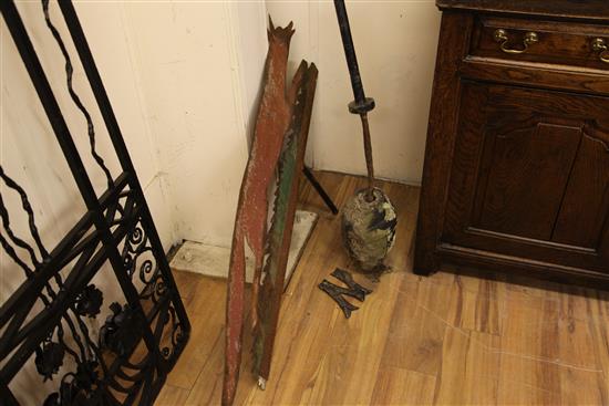 A 19th century painted metal fox weather vane, W.4ft 2in.